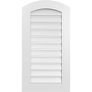 20 in. x 36 in. Arch Top Surface Mount PVC Gable Vent: Decorative with Standard Frame