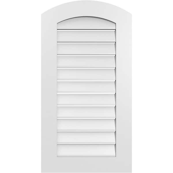 Ekena Millwork 20 in. x 36 in. Arch Top Surface Mount PVC Gable Vent: Decorative with Standard Frame