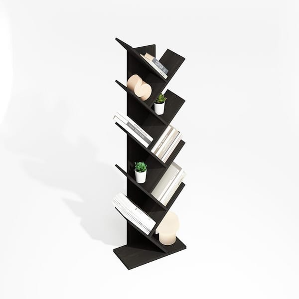 Furinno Tree 50.87 in. Tall Black Espresso Wood 9-Shelf Tree