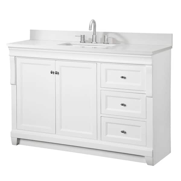 Home Decorators Collection Naples 49 in. Single Sink White Bath Vanity with White Quartz Top (Assembled)