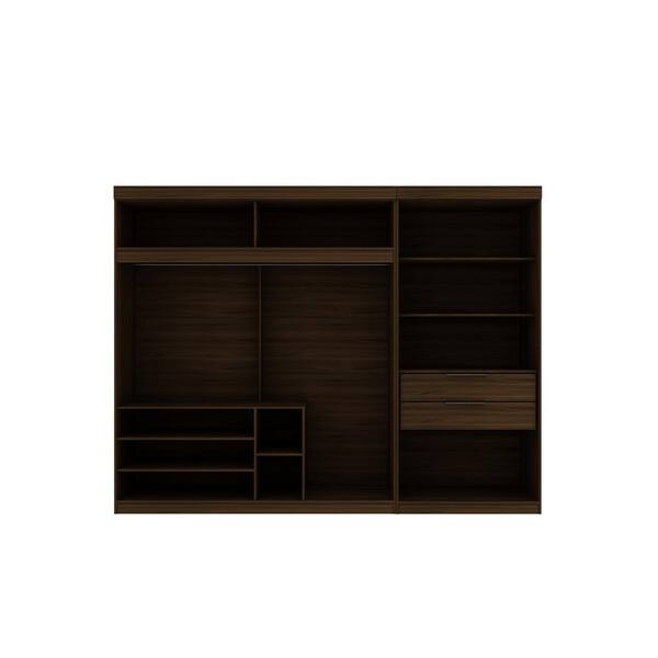 Manhattan Comfort Mulberry Brown Wardrobe Armoire with 2 Open Module Sections (81.3 in. H x 106.05 in. W x 21.65 in. D)