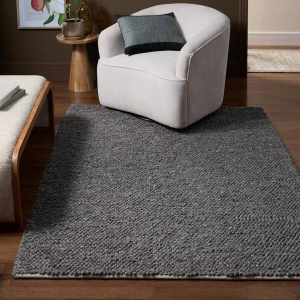 Olea Bubble Texture Grey 5 ft. x 7 ft. 100% Wool Area Rug