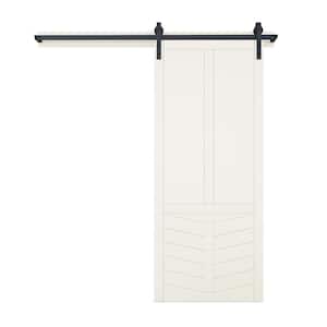 30 in. x 84 in. The Robinhood Off White Wood Sliding Barn Door with Hardware Kit in Stainless Steel