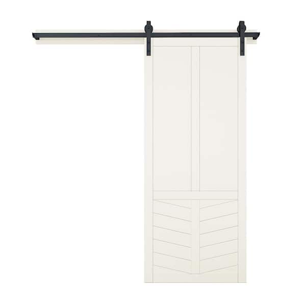 VeryCustom 36 in. x 84 in. The Robinhood Off White Wood Sliding Barn Door with Hardware Kit