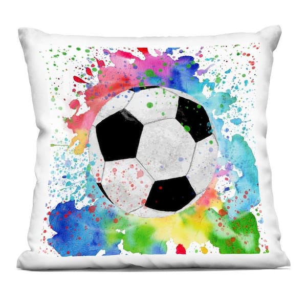 Modern Splash Soccer Ball Black Abstract Polyester 18 in. x 18 in. Throw Pillow
