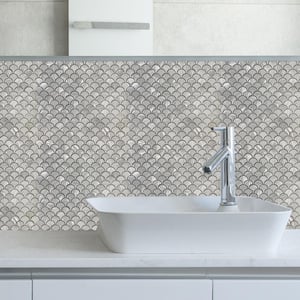 Mother of Pearl Backsplash Tiles White 12 in. x 12 in. Natural Seashells Fish Scale Mosaic Tile (9.5 sq. ft./Box)