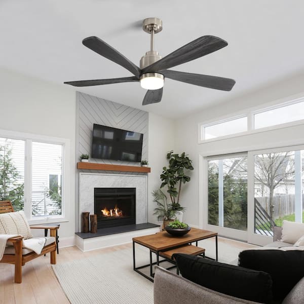 Corra 52 in. indoor Sand Nickel Ceiling Fan with Remote Control and Dimmable LED Light