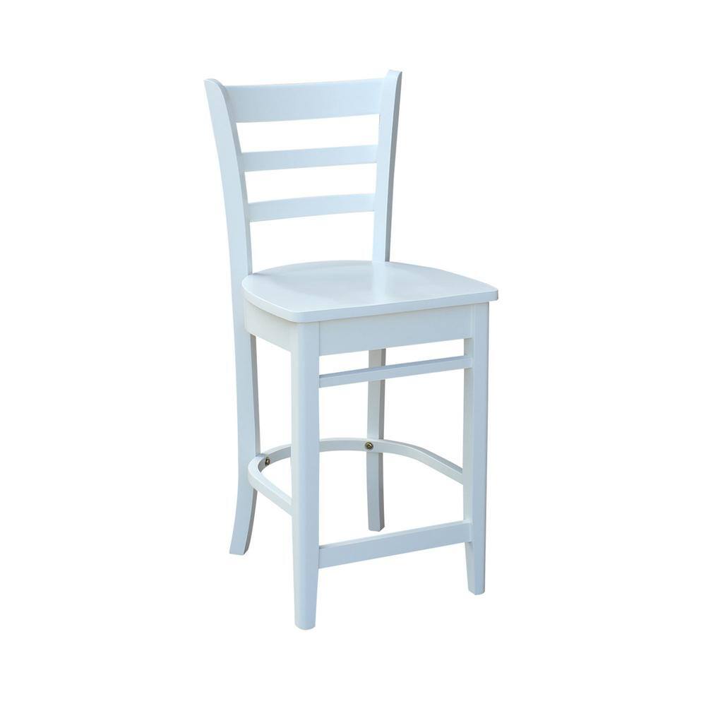 Emily Solid Wood White Counter Height Barstool 41"