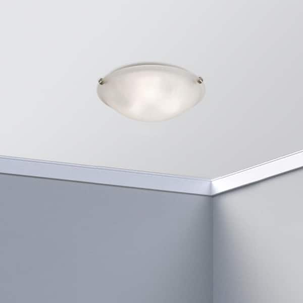 Constellation 16 in. 3-Light Brushed Nickel Flush Mount Ceiling Light Fixture with Frosted Linen Texture Glass Shade