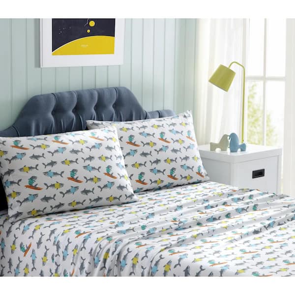 Morgan Home Kute Kids Swim Surfin Grey Toddler Sheet Set