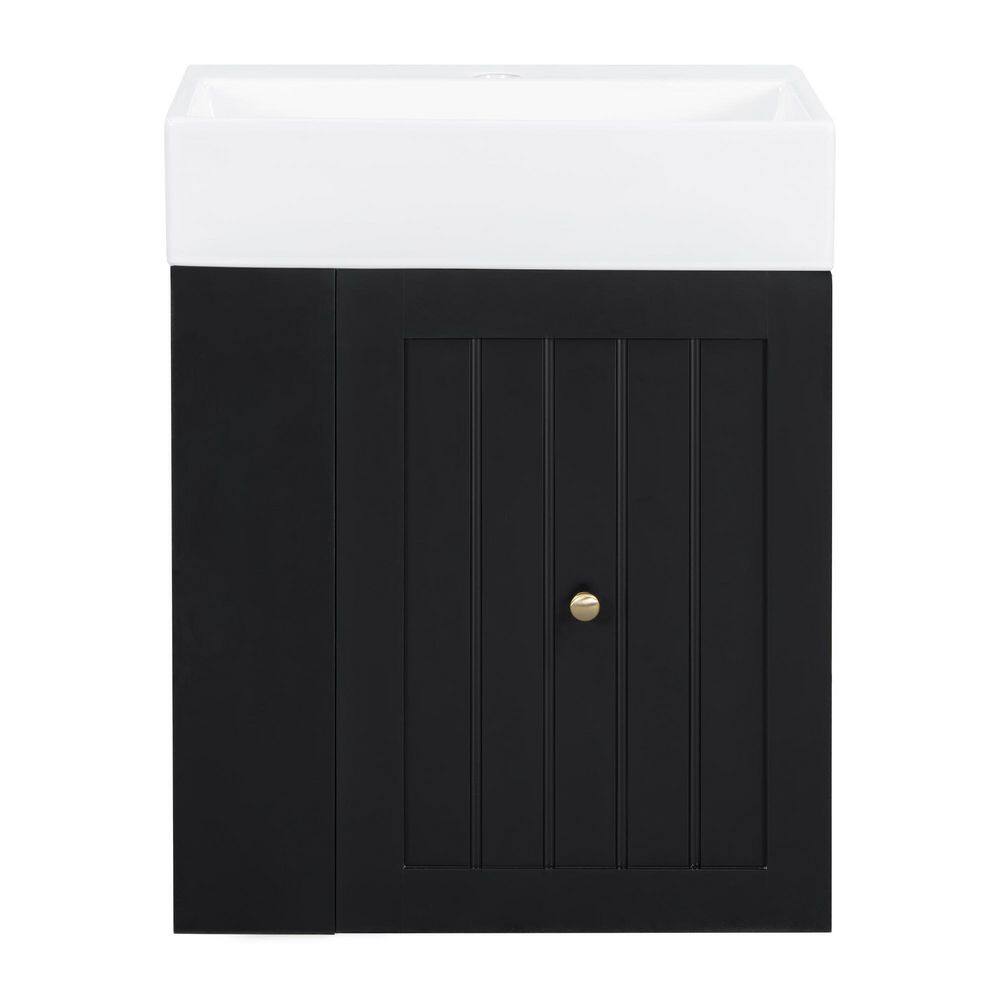 20 in. Single Sink Floating Black Bath Vanity with White Ceramic Top price history on PriceWatchPro