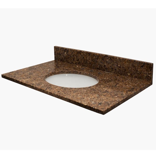 MarCraft Vista 49 in. W x 22 in. D Quartz Vanity Top in Papua with White Round Single Sink