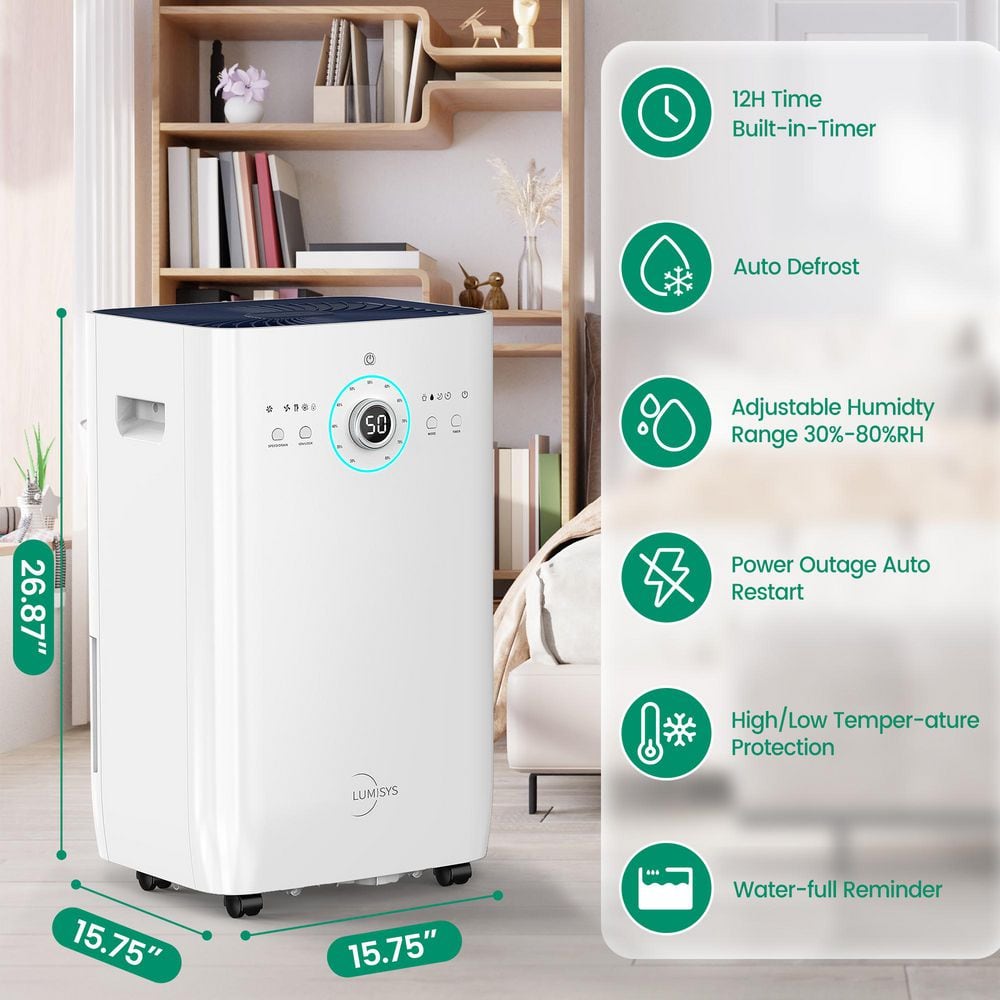 125 Pt White Commercial Dehumidifier with Pump and Auto Defrost