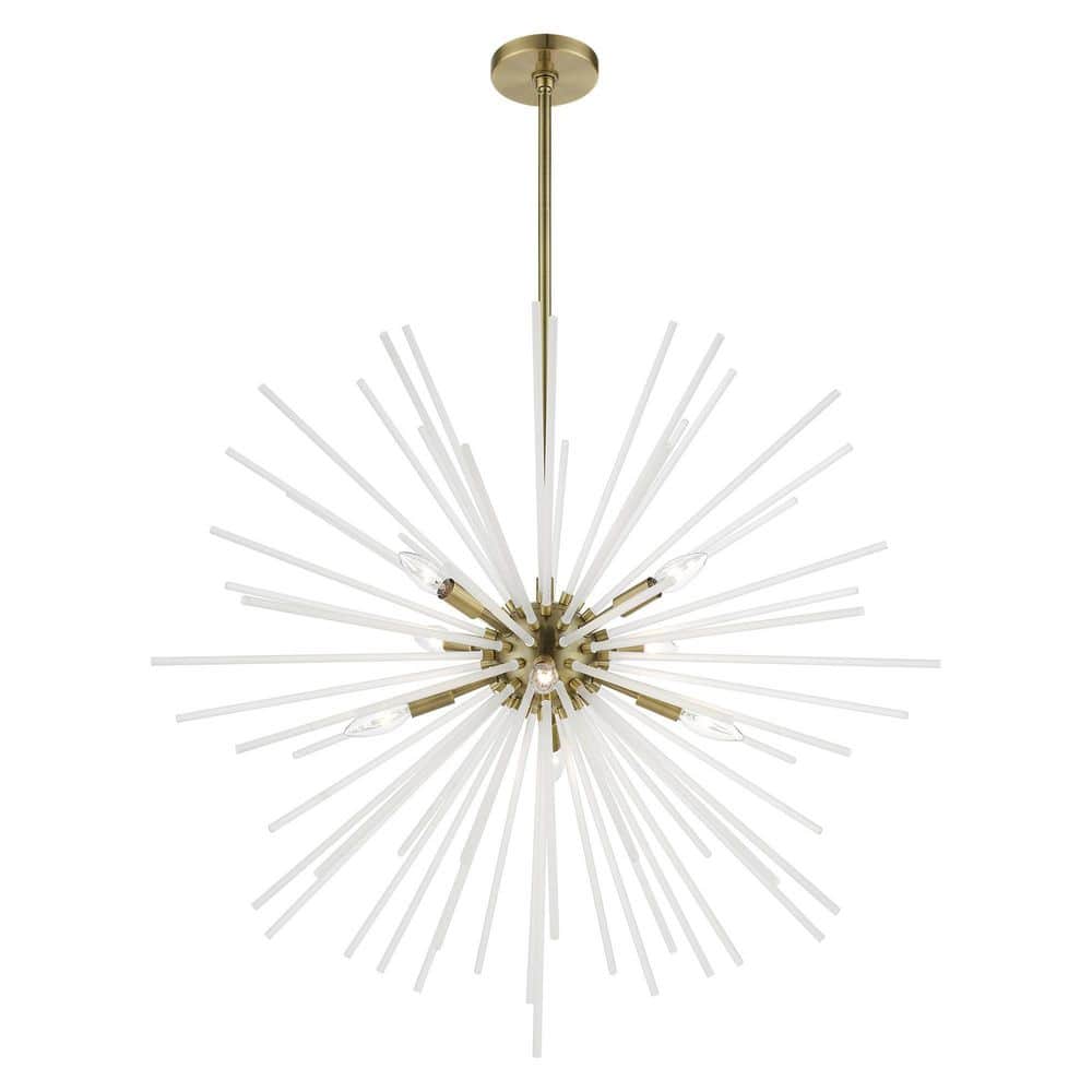 Uptown Antique Brass Large Foyer 8-Light Chandelier