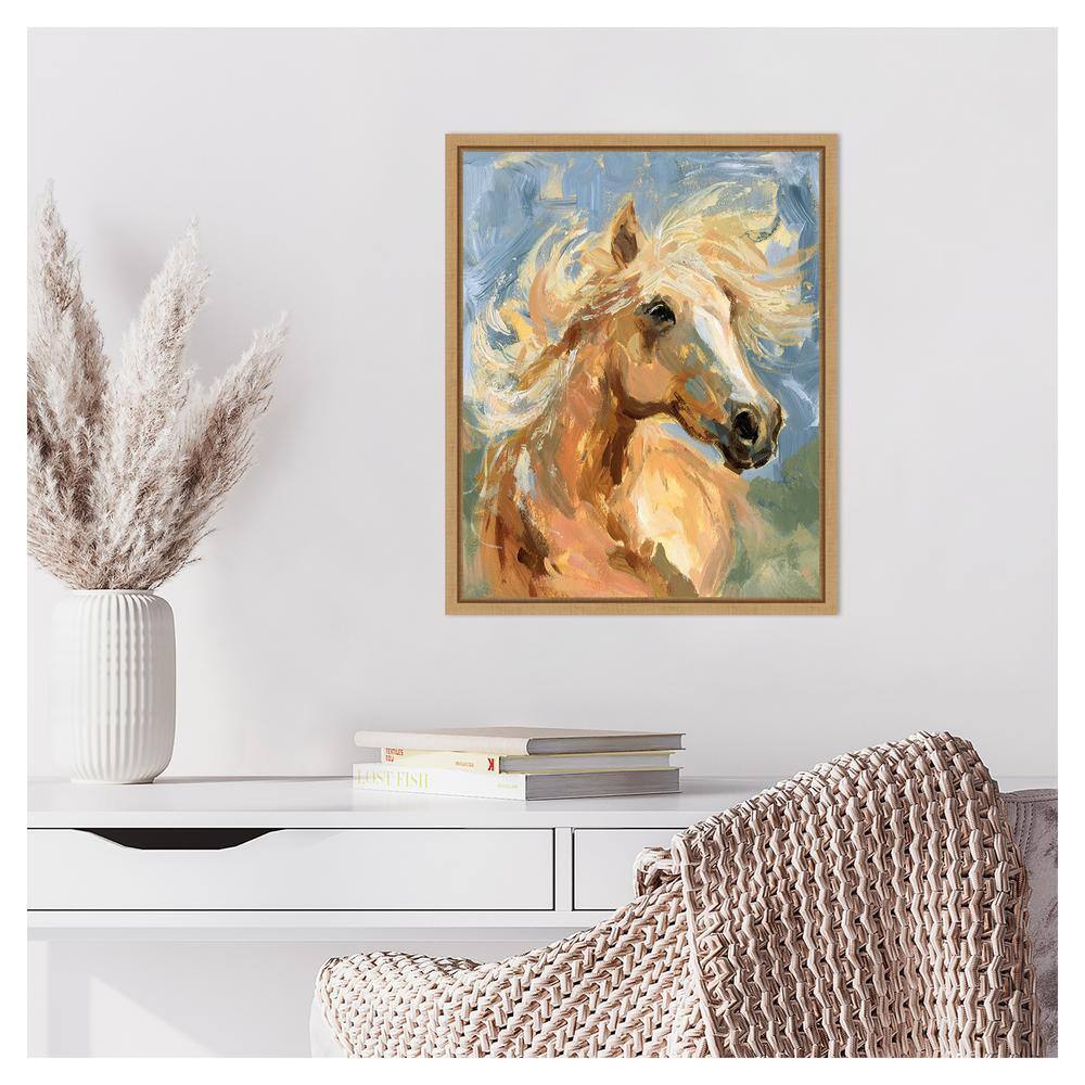 Palomino Horse Abstract Canvas Print with Maple Frame