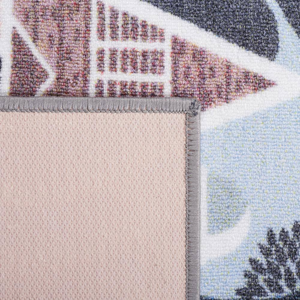Blue and Dark Grey Square Kids Playhouse Area Rug