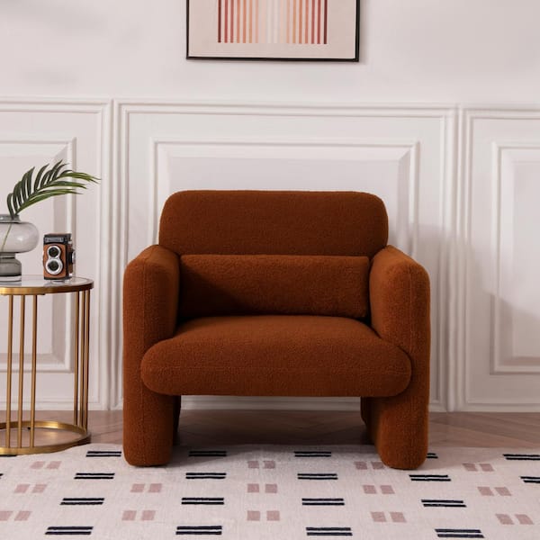 Unbranded 34 in. Orange Modern Arm Chair Single Sofa with Support Pillow for Apartment, Office, Living Room