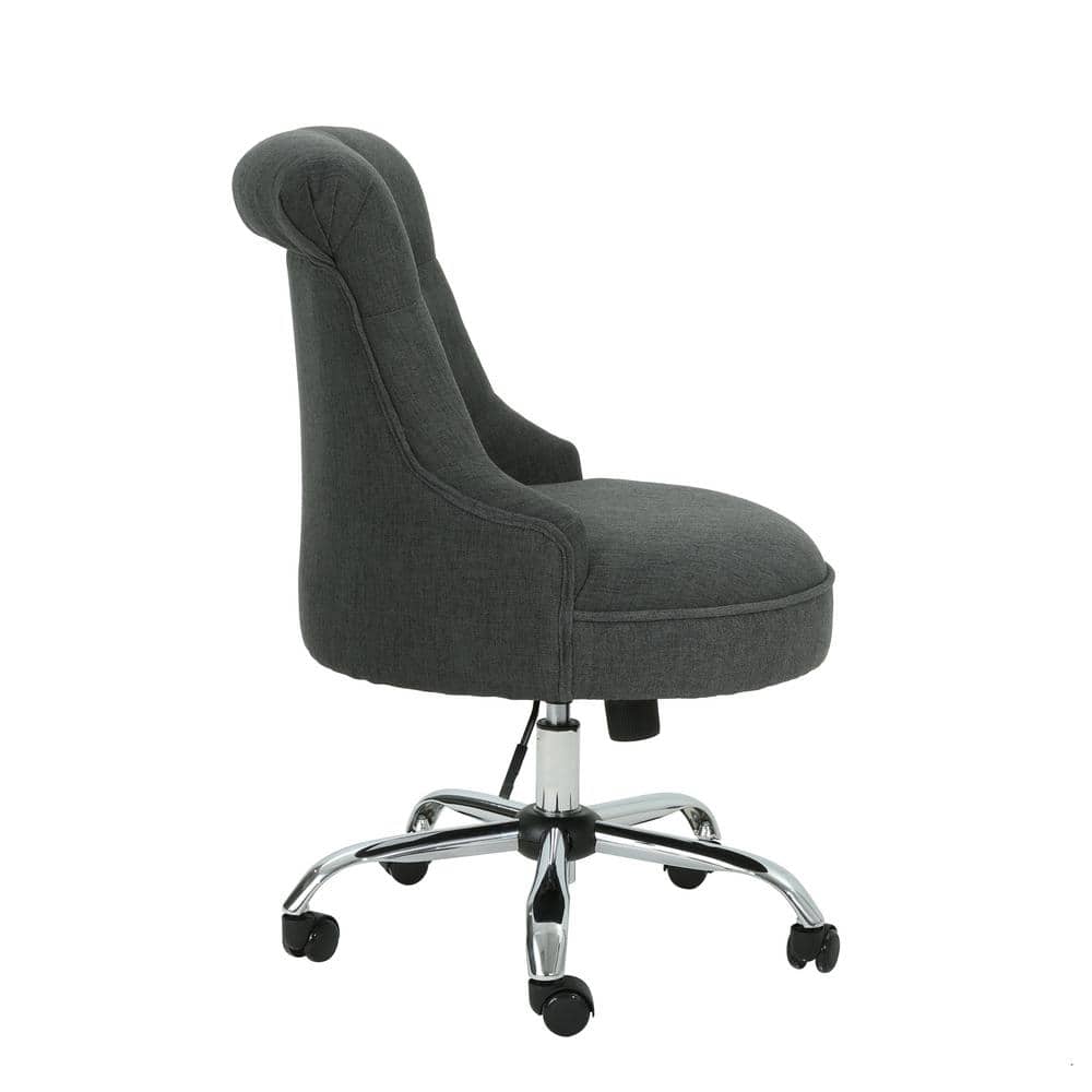 Grayson Modern Swivel Desk Chair in Dark Gray with Wood Accents