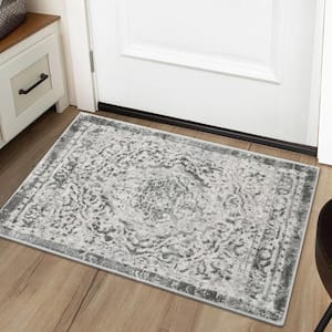 Vintage Medallion in Gray 2 ft. x 3 ft. Indoor Area Rug with Non-Slip Back