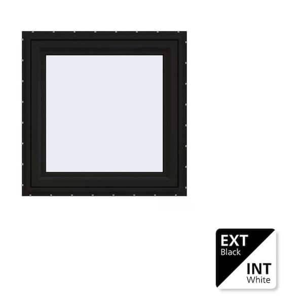 30 in. x 30 in. V-4500 Series Black FiniShield Vinyl Right-Handed Casement Window with Fiberglass Mesh Screen