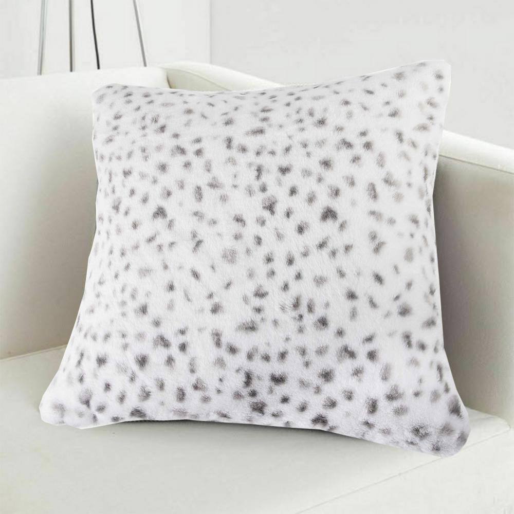 Snow Leopard Faux Fur Square Pillow Set of 2
