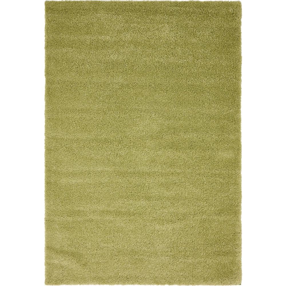 Calabasas Light Green 5' x 7' Plush Shag Area Rug
