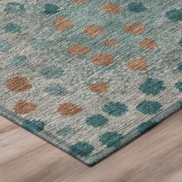 Chantille Machine Washable Indoor/Outdoor Abstract ACN2965 Teal 2 ft. x 7 ft. Runner Rug