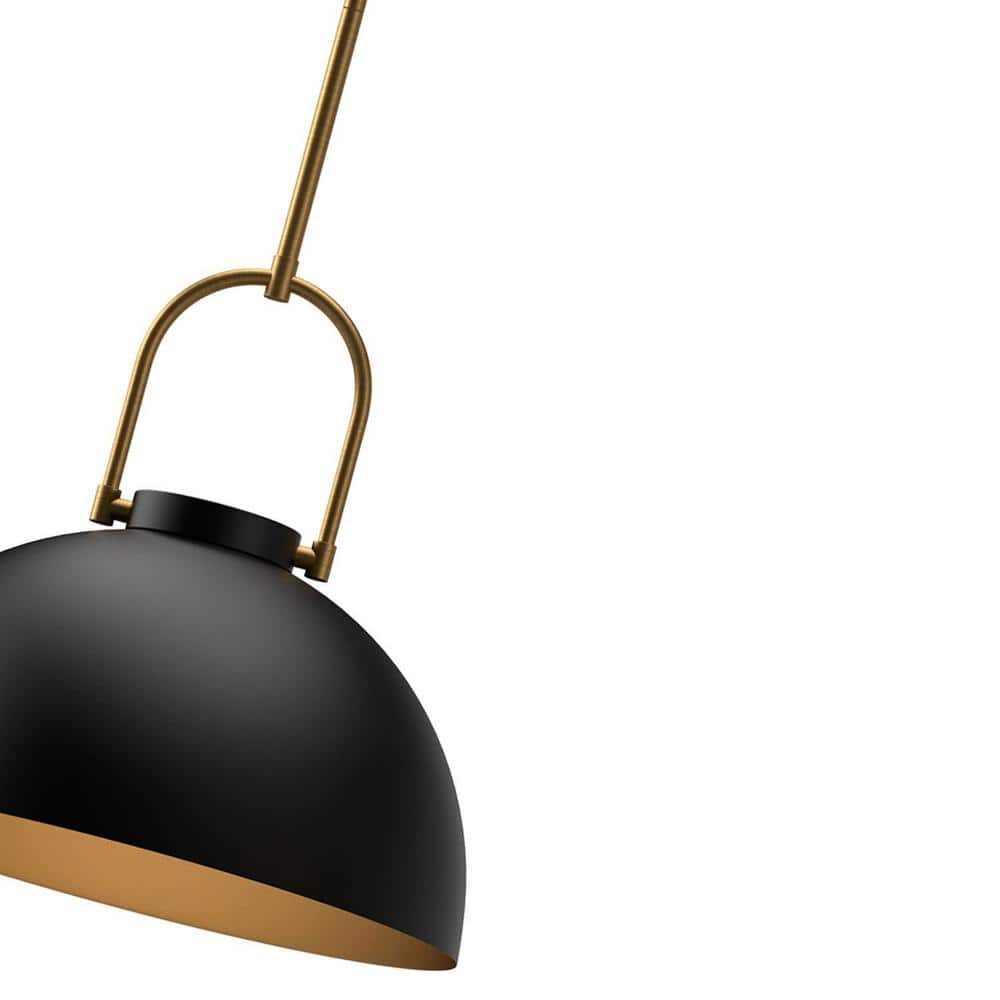 Harper Matte Black Glass and Metal Pendant Light