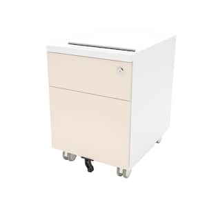 Beige 2-Drawer Metal Mobile Pedestal File Cabinet