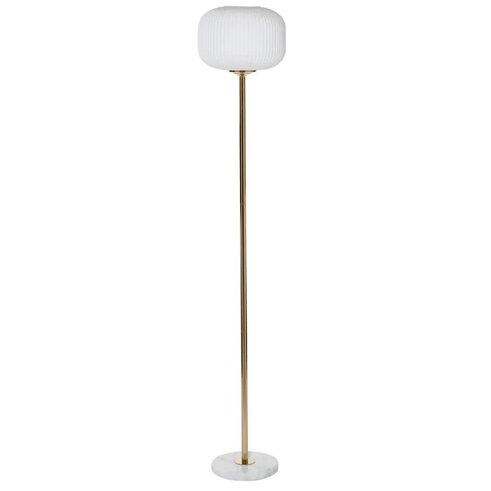 Elegant 64" Torchiere White Floor Lamp with Frosted Glass Shade
