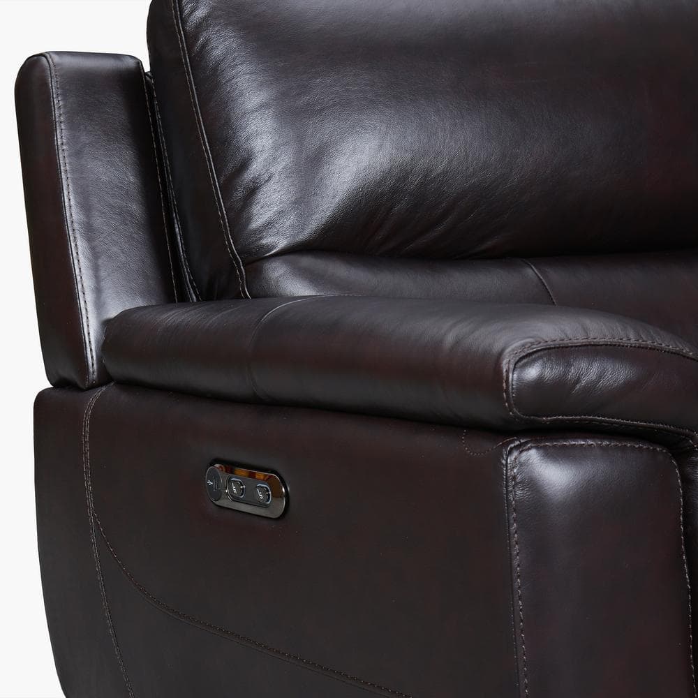 Lizette 40" Brown Leather Power Recliner with USB Port