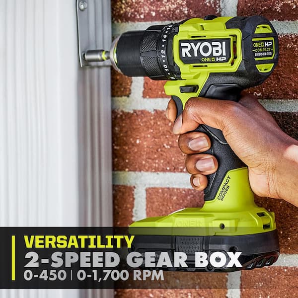 RYOBI - ONE+ HP 18V Brushless Cordless Compact 1/2in. Drill/Driver Kit with (2) 1.5 Ah Batteries and Charger