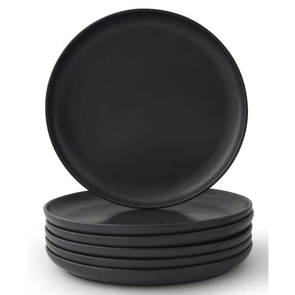 6-Pieces Stoneware 10.5 in. Dinner Plate Set-Matte Black