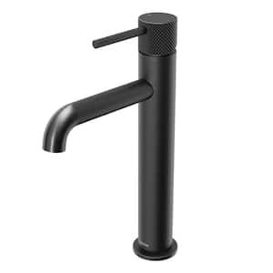 Tryst Single-Handle Single-Hole Vessel Bathroom Faucet with Matching Pop-Up Drain in Gunmetal Grey