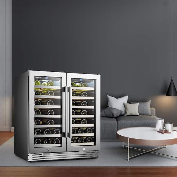 62 Bottle 2 Door Seamless Stainless Steel Wine Refrigerator