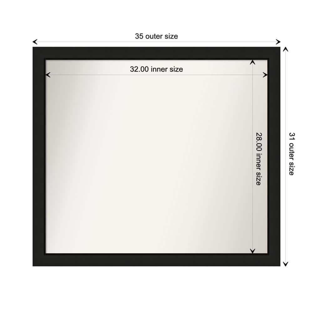 Midnight Black Narrow 35.25 in. x 31.25 in. Custom Non-Beveled Wood FramedBathroom Vanity Wall Mirror price history on PriceWatchPro