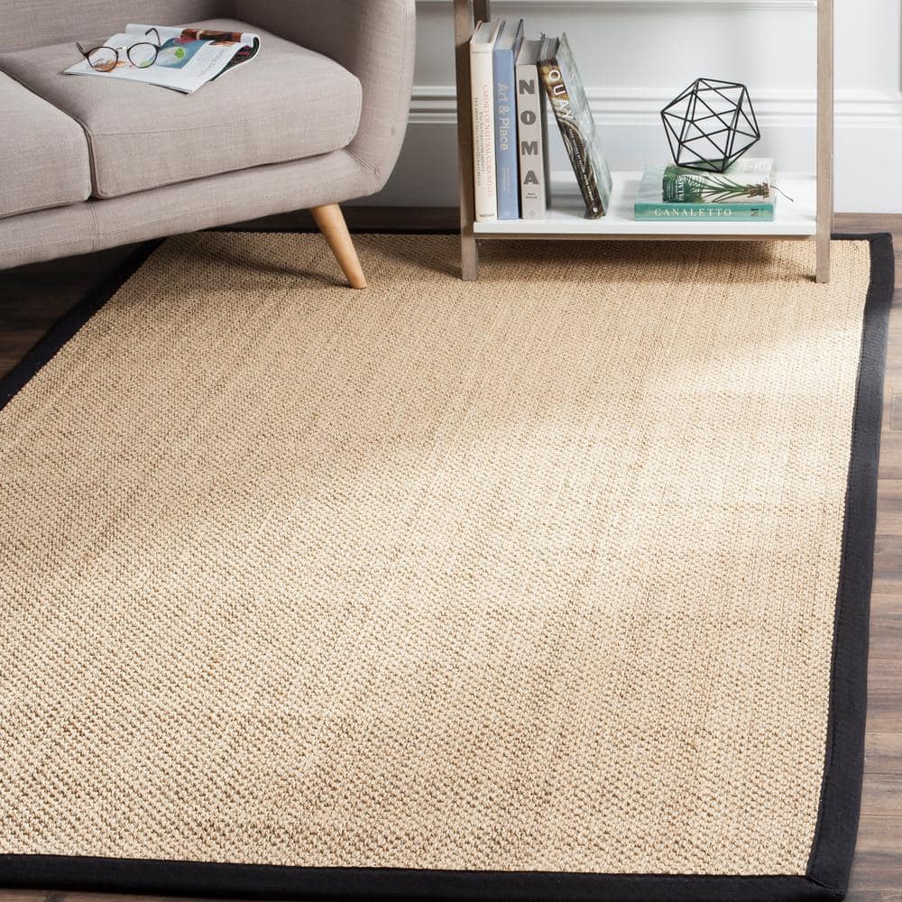 Maize and Black Hand-Knotted Sisal Area Rug, 4' x 6'