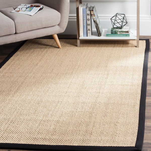 Natural Fiber Maize/Black 5 ft. x 7 ft. Woven Border Area Rug