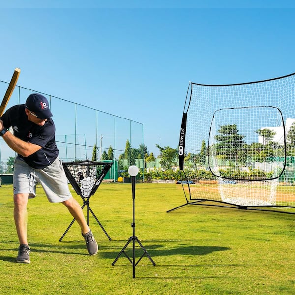 Costway 8' x 7' Baseball Softball Practice Net for Hitting Pitching Black SP37425BK - The Depot