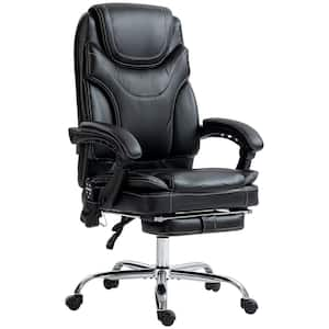 PU Leather Vibration Massage Office Chair with 6 Points, Heated Reclining Computer Chair with Adjustable Height, Black