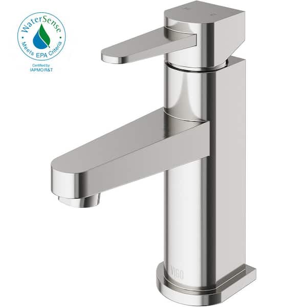 VIGO Single Hole Single-Handle Bathroom Faucet in Brushed Nickel