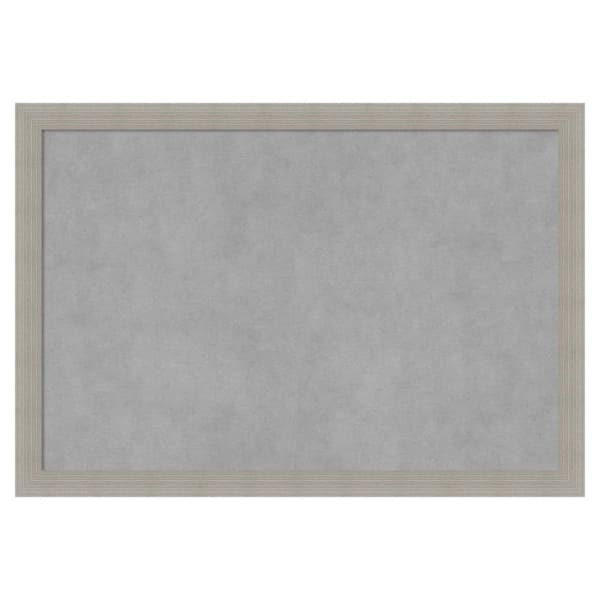 Amanti Art Woodgrain Stripe Grey 26 in. x 18 in. Framed Magnetic Board