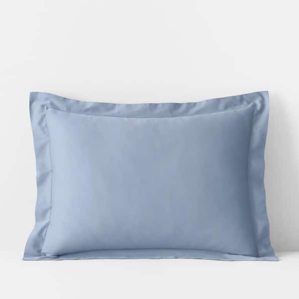 The Company Store Misty Blue Solid 300-Thread Count Rayon Made From Bamboo Cotton Sateen Standard Sham