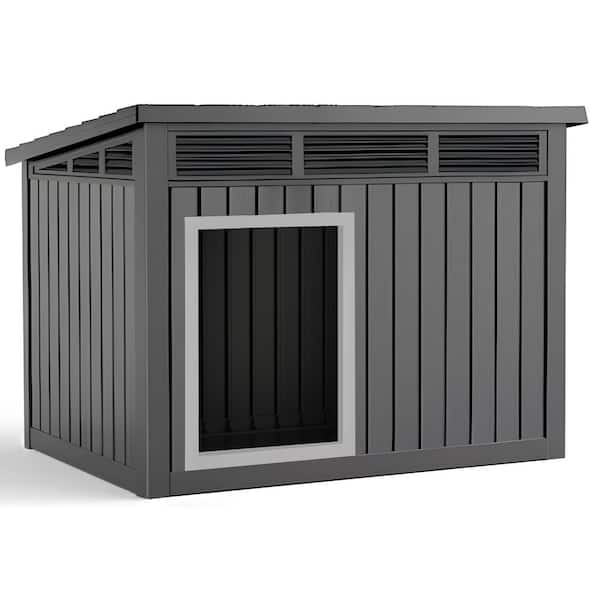 Classic Outdoor Deluxe Large Dog House, Slanted and Weather-Resistant roof Dog Crate with Air Lever System, Open Roof