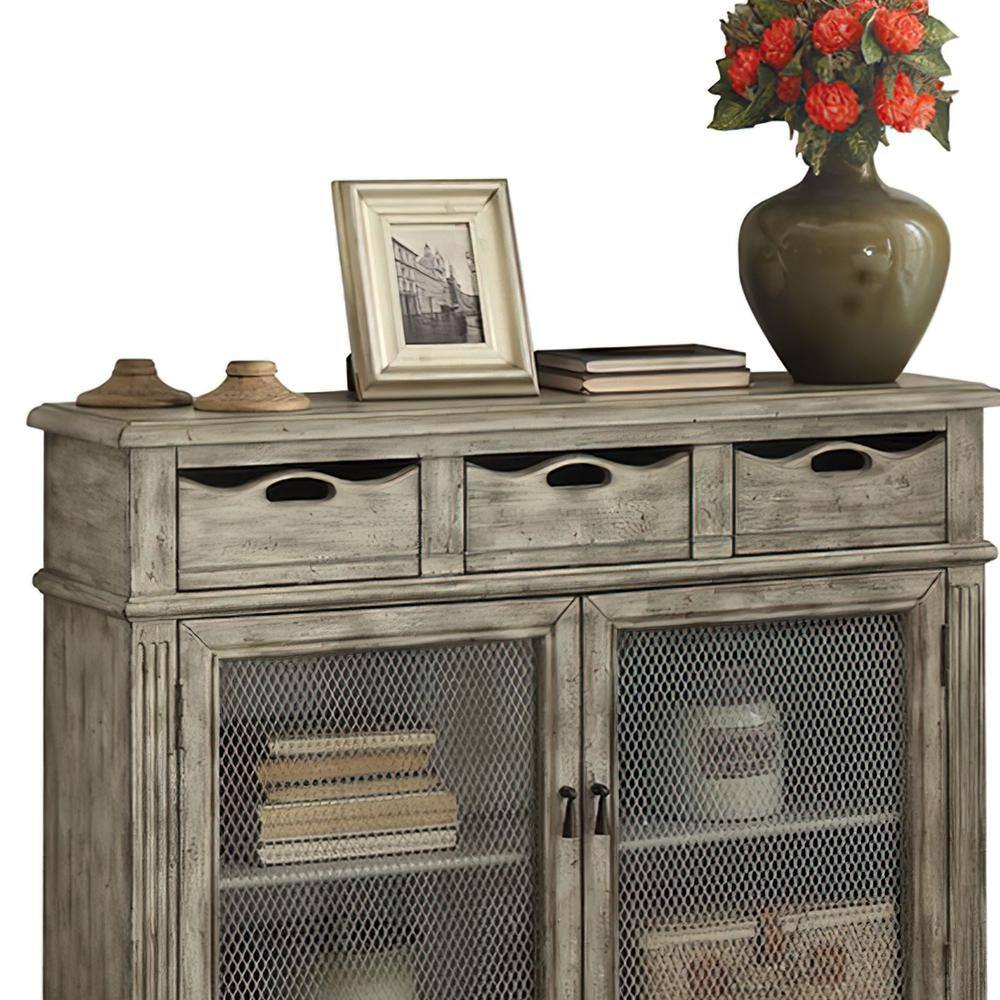 42" Gray Wood and Metal Console Table with Storage