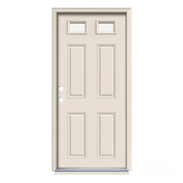 JELD-WEN 32 in. x 80 in. 2 Lite Primed Steel Prehung Right-Hand Inswing Front Door w/Brickmould