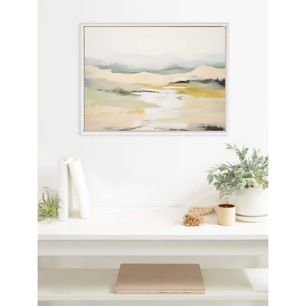 Tranquil Landscape Abstract Canvas Painting with Beaded Frame