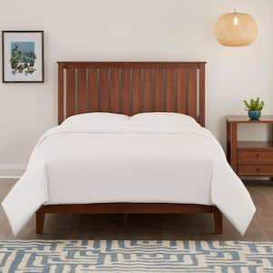 Gatestone Twin Walnut Brown Wood Bed with Vertical Slats (40 in. W x 48 in. H)