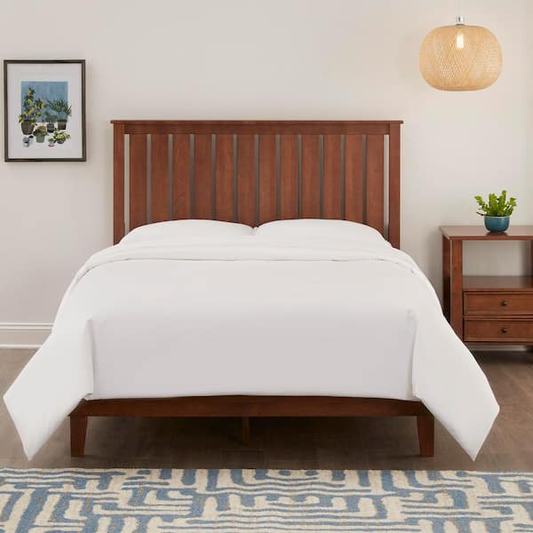 StyleWell Gatestone Twin Walnut Brown Wood Bed with Vertical Slats (40 in. W x 48 in. H)