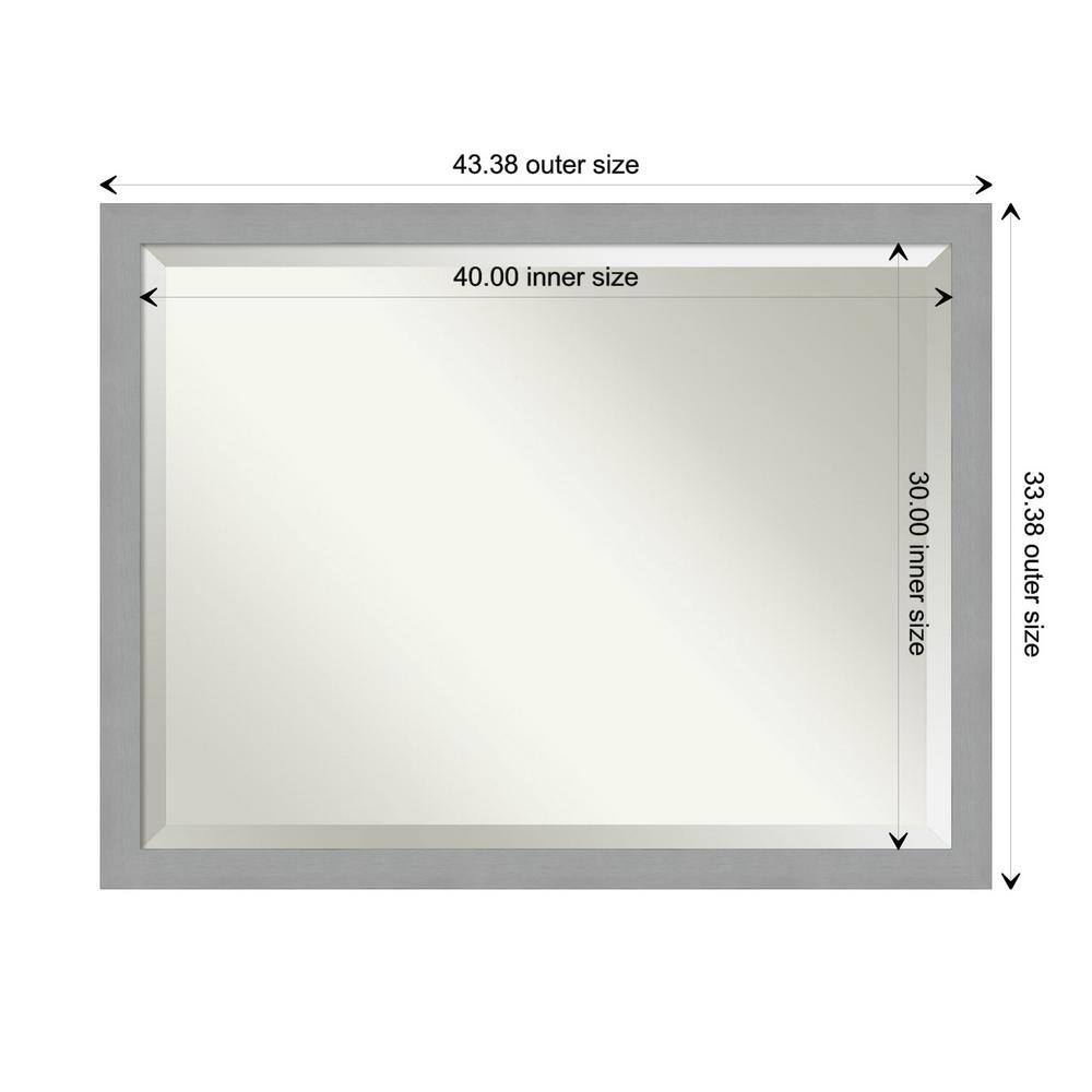 Silver Brushed Wood Full Length Rectangular Bathroom Mirror